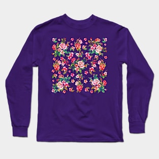 Boho Chic spring roses floral watercolor pattern Long Sleeve T-Shirt